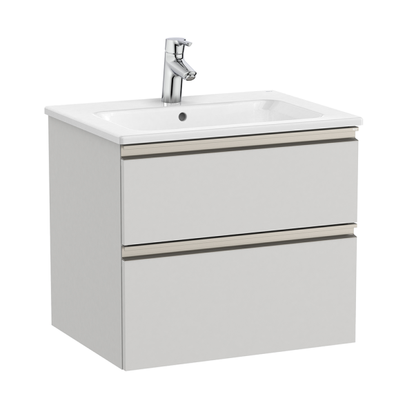 Roca The Gap Matt Arctic Grey 600mm Wall Hung 2 Drawer Vanity Unit