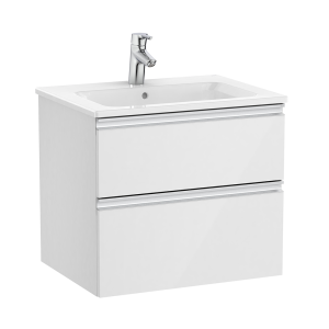 Roca The Gap Gloss White 600mm Wall Hung 2 Drawer Vanity Unit