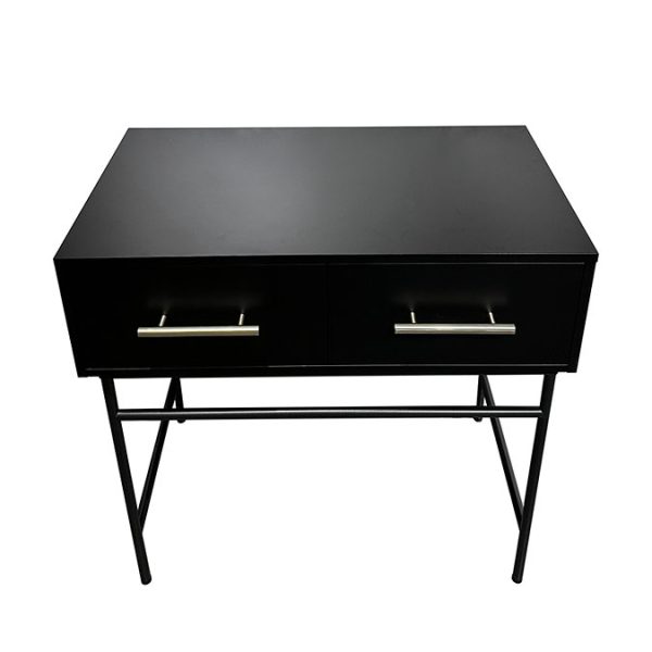 Gatsby Matt Black 1000 2 Drawer Countertop Vanity Unit with Brushed Brass Handles & 2 Square Basins - Image 4