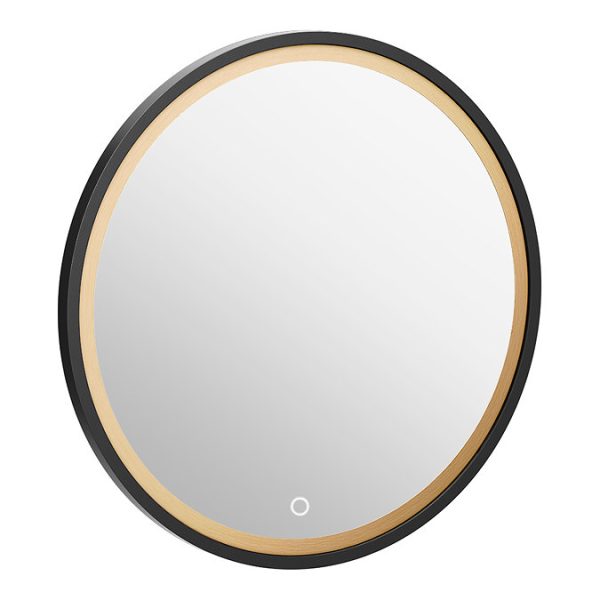 Gatsby Matt Black & Brushed Brass 800mm LED Backlit Circular Mirror - Image 2