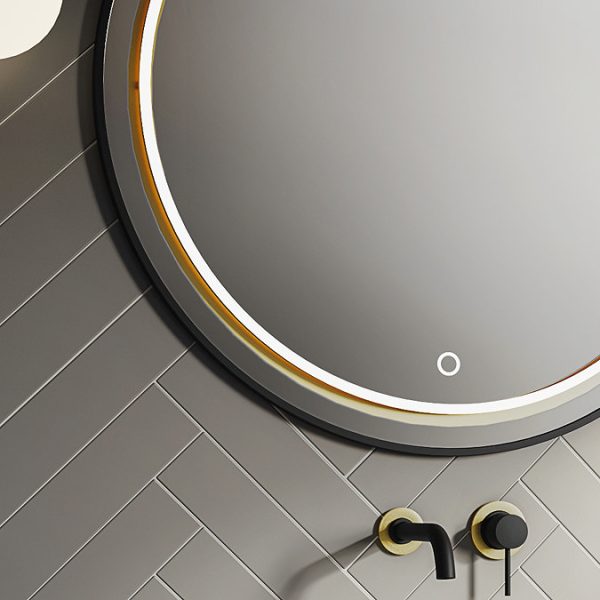 Gatsby Matt Black & Brushed Brass 800mm LED Ring Circular Mirror with Touch Control, Dimmer & Colour Changing Light - Image 6