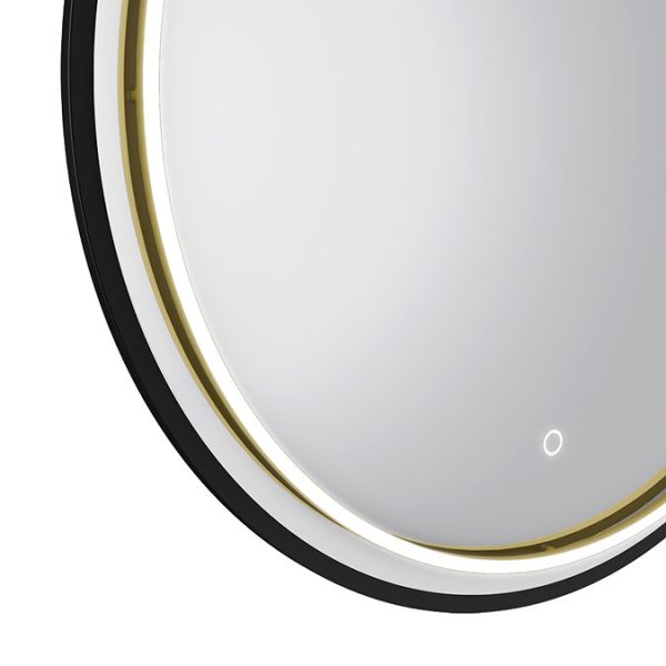 Gatsby Matt Black & Brushed Brass 800mm LED Ring Circular Mirror with Touch Control, Dimmer & Colour Changing Light - Image 2