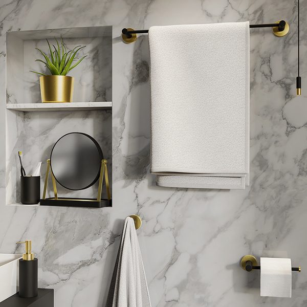 Gatsby Matt Black & Brushed Brass Reversible Vanity Mirror & Tray Base - Image 3