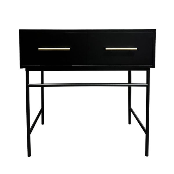 Gatsby Matt Black 1000 2 Drawer Countertop Vanity Unit with Brushed Brass Handles - Image 4