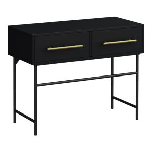 Gatsby Matt Black 1000 2 Drawer Countertop Vanity Unit with Brushed Brass Handles