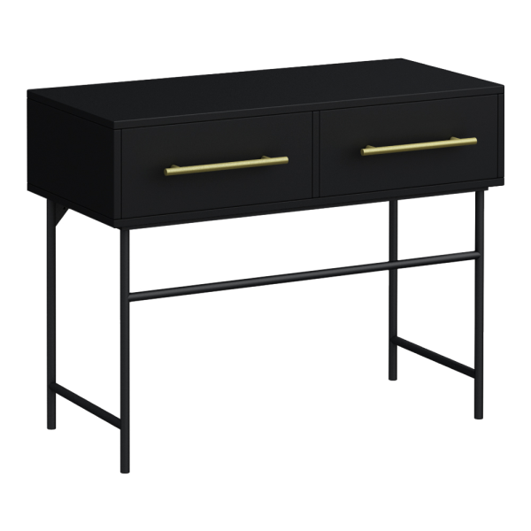 Gatsby Matt Black 1000 2 Drawer Countertop Vanity Unit with Brushed Brass Handles