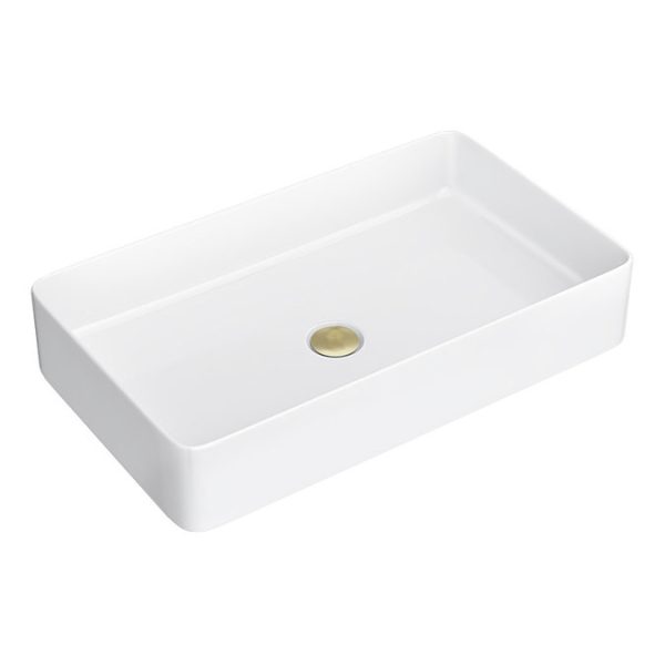 Gatsby Matt Black 800 Drawer Countertop Vanity Unit with Brushed Brass Handles & Rectangular Basin - Image 4