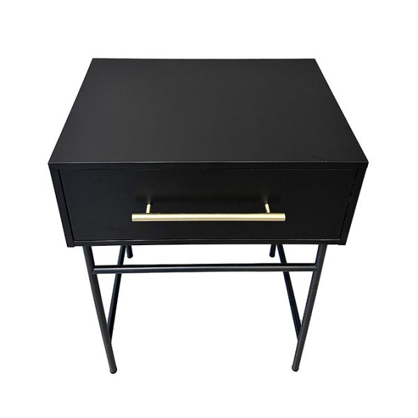 Gatsby Matt Black 600 Drawer Countertop Vanity Unit with Brushed Brass Handle & Square Basin - Image 2