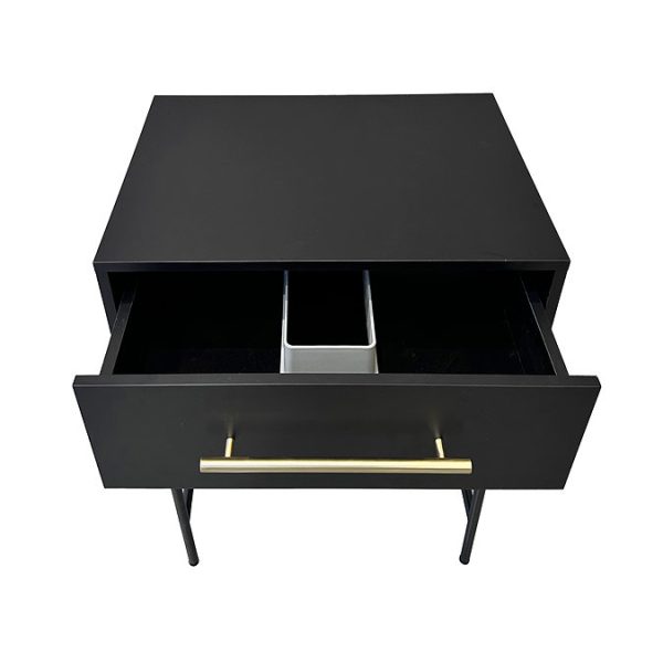 Gatsby Matt Black 600 Drawer Countertop Vanity Unit with Brushed Brass Handle & Square Basin - Image 4