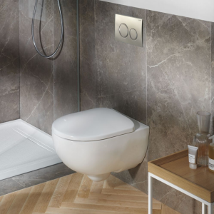 Geberit Rimless 4 in 1 Pack, Frame + Flush Plate + Pan & Soft Close Seat