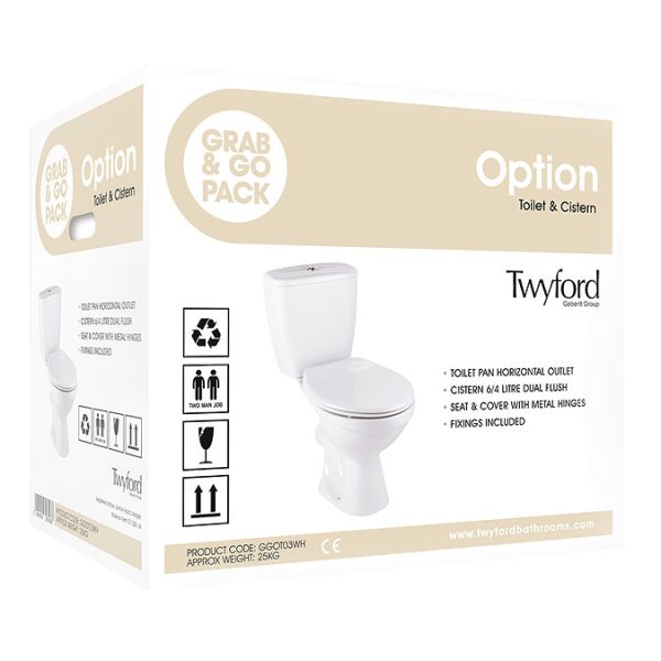 Twyford Option Grab & Go Close Coupled Toilet, Cistern & Seat - Image 3