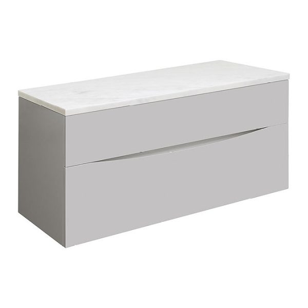 Crosswater Glide II Wall Hung Countertop Vanity Unit   Storm Grey with Marble Worktop Width 1000mm - Image 6