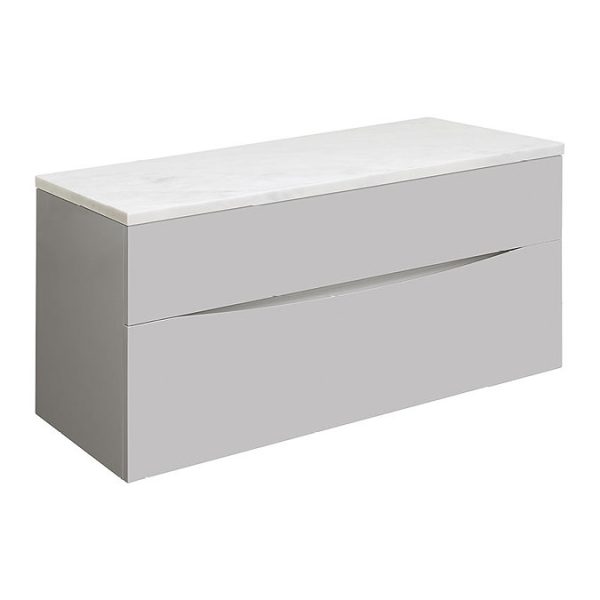 Crosswater Glide II Wall Hung Countertop Vanity Unit   Storm Grey with Marble Worktop Width 1000mm - Image 5