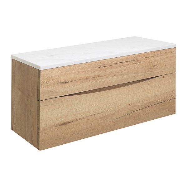 Crosswater Glide II Wall Hung Countertop Vanity Unit   Windsor Oak with Marble Worktop Width 1000mm - Image 2