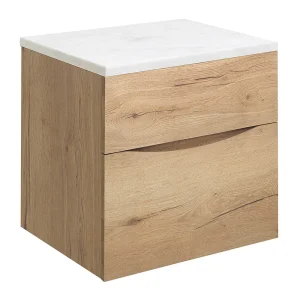 Crosswater Glide II Wall Hung Countertop Vanity Unit   Windsor Oak with Marble Worktop Width 1000mm