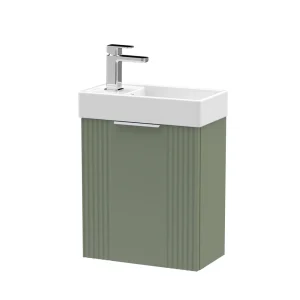 Roxbury Deco Fluted 400mm Green Wall Hung Cloakroom Vanity Unit