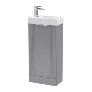 Roxbury Deco Fluted 400mm Grey Floor Standing Cloakroom Vanity Unit