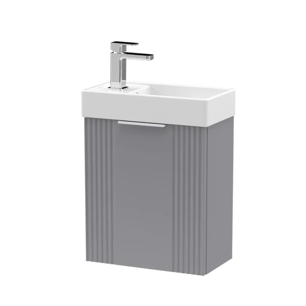 Roxbury Deco Fluted 400mm Grey Wall Hung Cloakroom Vanity Unit