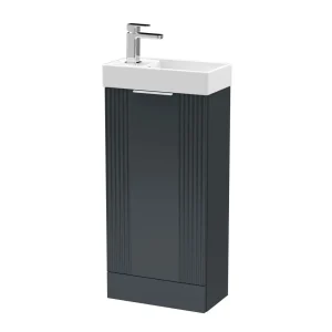 Roxbury Deco Fluted 400mm Anthracite Grey Floor Standing Cloakroom Vanity Unit