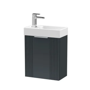Roxbury Deco Fluted 400mm Anthracite Grey Wall Hung Cloakroom Vanity Unit