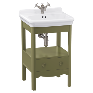 Burlington Guild 560mm Floor Standing Vanity Unit & Basin   Carlyle Green
