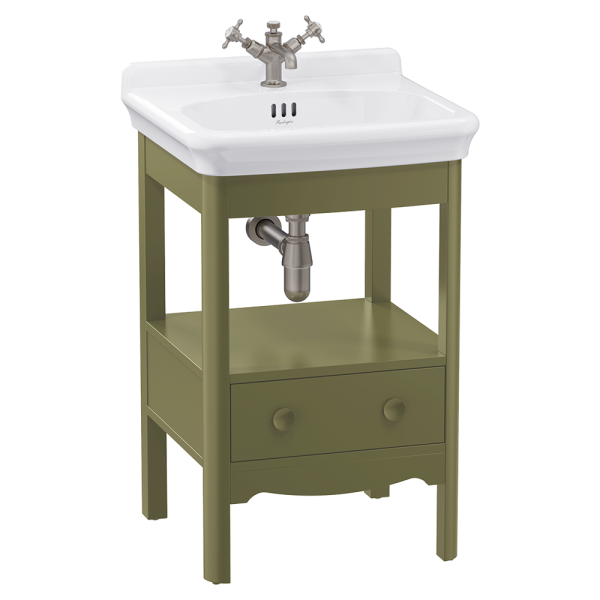 Burlington Guild 560mm Floor Standing Vanity Unit & Basin   Carlyle Green