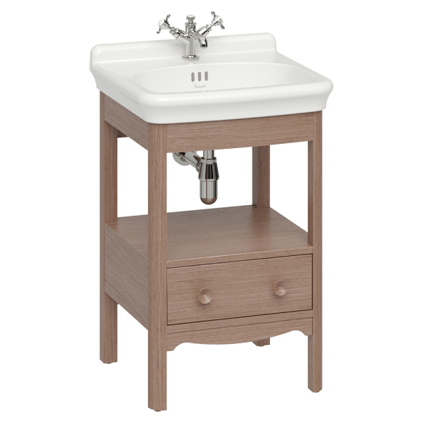 Burlington Guild 560mm Floor Standing Vanity Unit & Basin   Dark Oak