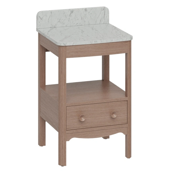 Burlington Guild 560mm Floor Standing Vanity Unit & Carrara Worktop with Upstand   Dark Oak