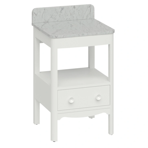 Burlington Guild 560mm Floor Standing Vanity Unit & Carrara Worktop with Upstand   Varley White