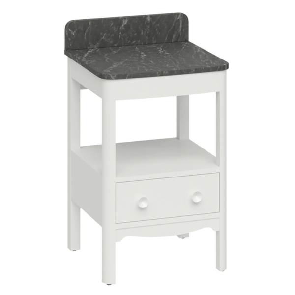 Burlington Guild 560mm Floor Standing Vanity Unit & Marquina Worktop with Upstand   Varley White