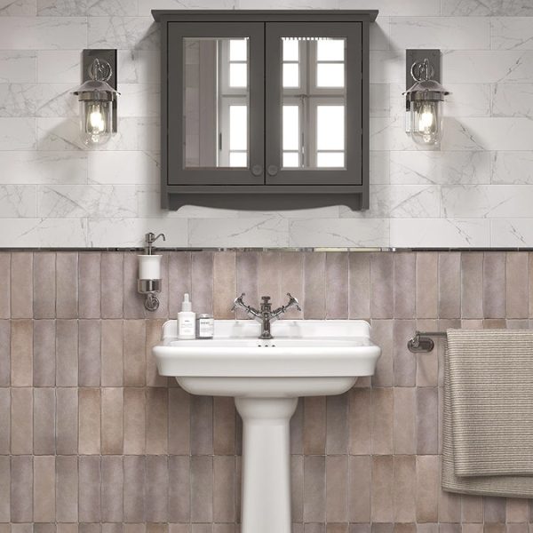 Burlington Guild 650mm Bathroom Mirror Cabinet   Ashbee Grey - Image 3