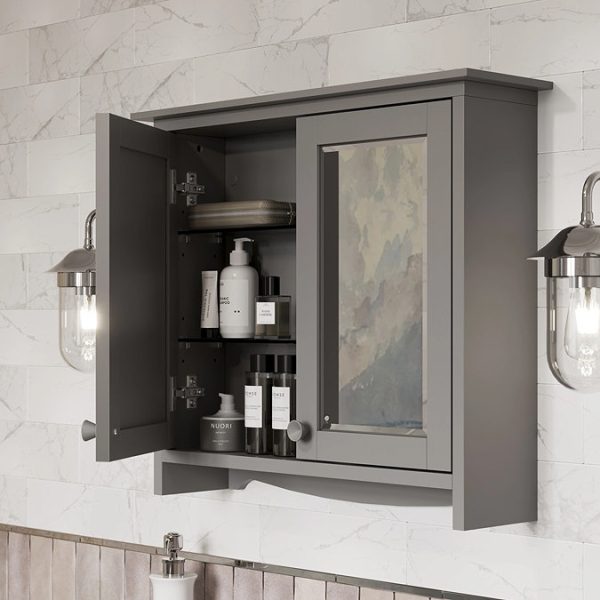 Burlington Guild 650mm Bathroom Mirror Cabinet   Ashbee Grey - Image 4