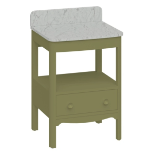 Burlington Guild 620mm Floor Standing Vanity Unit & Carrara Worktop with Upstand   Carlyle Green