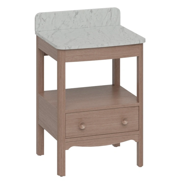 Burlington Guild 620mm Floor Standing Vanity Unit & Carrara Worktop with Upstand   Dark Oak