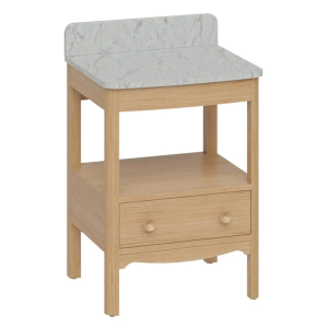 Burlington Guild 620mm Floor Standing Vanity Unit & Carrara Worktop with Upstand   Light Oak