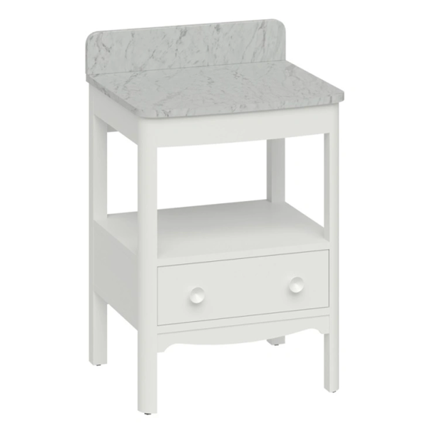 Burlington Guild 620mm Floor Standing Vanity Unit & Carrara Worktop with Upstand   Varley White