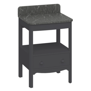 Burlington Guild 620mm Floor Standing Vanity Unit & Marquina Worktop with Upstand   Ashbee Grey