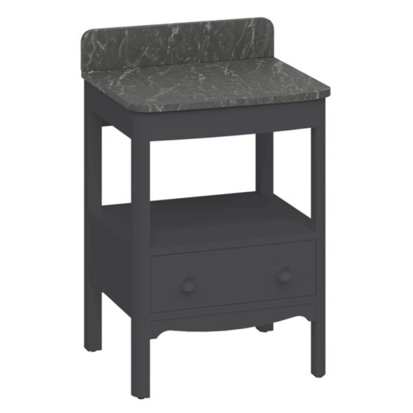 Burlington Guild 620mm Floor Standing Vanity Unit & Marquina Worktop with Upstand   Ashbee Grey