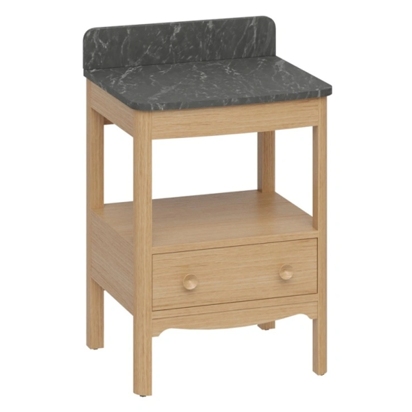 Burlington Guild 620mm Floor Standing Vanity Unit & Marquina Worktop with Upstand   Light Oak