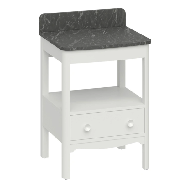 Burlington Guild 620mm Floor Standing Vanity Unit & Marquina Worktop with Upstand   Varley White