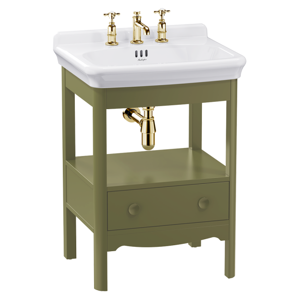 Burlington Guild 620mm Floor Standing Vanity Unit & Basin   Carlyle Green