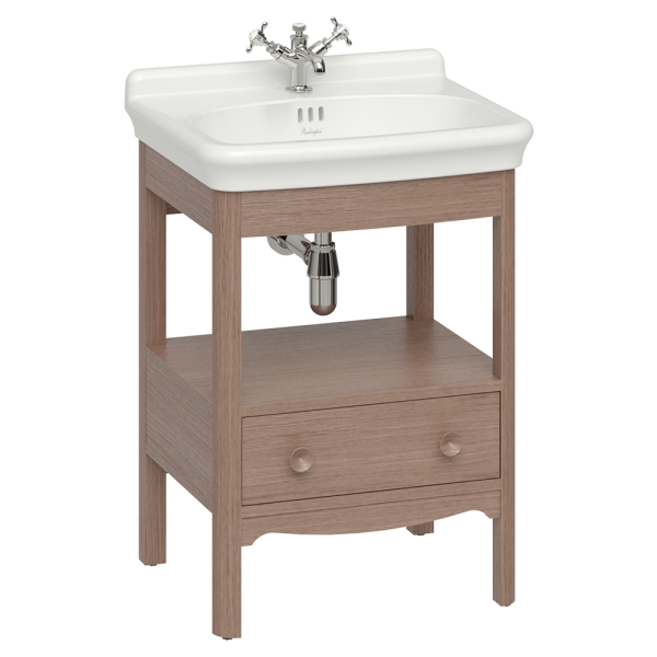 Burlington Guild 620mm Floor Standing Vanity Unit & Basin   Dark Oak