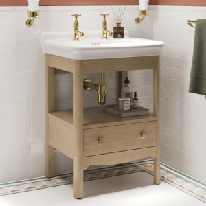 Burlington Guild 620mm Floor Standing Vanity Unit & Basin   Light Oak