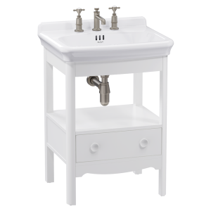 Burlington Guild 620mm Floor Standing Vanity Unit & Basin   Varley White