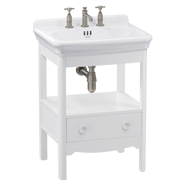 Burlington Guild 620mm Floor Standing Vanity Unit & Basin   Varley White