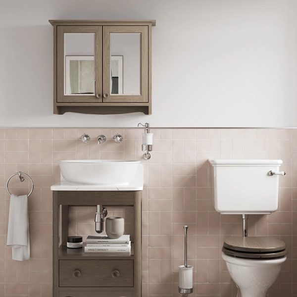 Burlington Guild 650mm Bathroom Mirror Cabinet   Dark Oak - Image 4