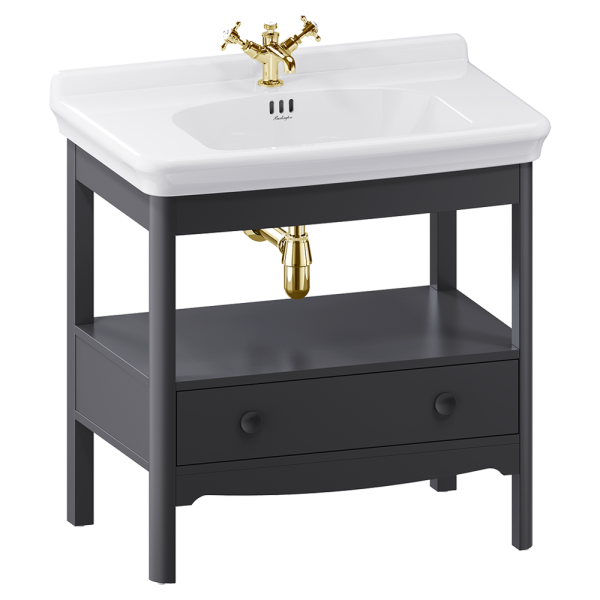 Burlington Guild 850mm Floor Standing Vanity Unit & Console Basin   Ashbee Grey