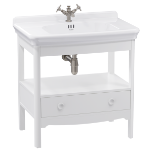 Burlington Guild 850mm Floor Standing Vanity Unit & Console Basin   Varley White