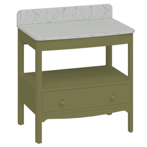 Burlington Guild 850mm Floor Standing Vanity Unit & Carrara Worktop with Upstand   Carlyle Green