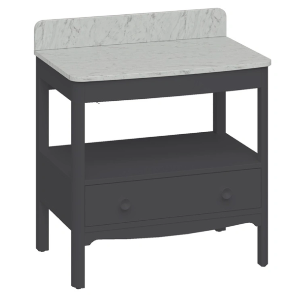 Burlington Guild 850mm Floor Standing Vanity Unit & Carrara Worktop with Upstand   Ashbee Grey